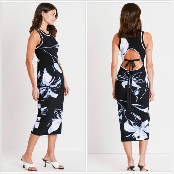 Tanya Taylor Dresses & Skirts - NWT Tanya Taylor Nadine Sweater Dress Midi Orchid Floral Black Size XL $445 NEW